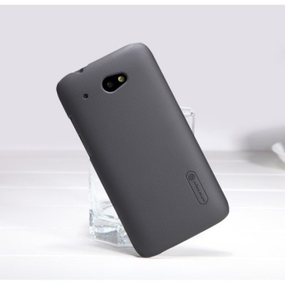 HTC Desire 601 Nillkin Frosted Shield melns plastmasas futrālis + ekrāna aizsargplēve / Vacins.lv