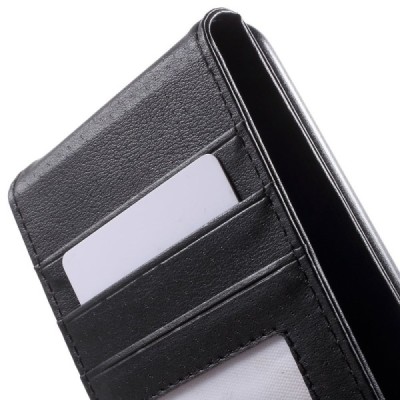 Samsung Galaxy S6 (G920) vertikaliai atverčiamas juodas odinis dėklas - piniginė / Priedai.lt