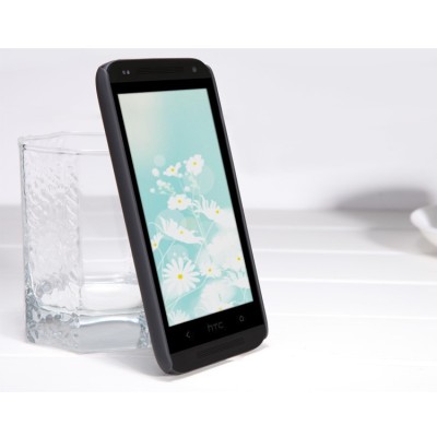 HTC Desire 601 Nillkin Frosted Shield melns plastmasas futrālis + ekrāna aizsargplēve / Vacins.lv