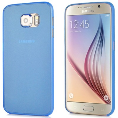 Samsung Galaxy S6 G920 ploniausias pasaulyje plastikinis skaidrus mėlynas dėklas - nugarėlė / Priedai.lt
