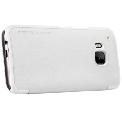 Greznais „Nillkin“ Qin sērijas ādas atvērams balts HTC One M9 maciņš / Vacins.lv