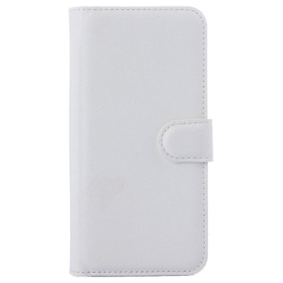 HTC One M9 atvēramais balts ādas Litchi maciņš (maks) / Vacins.lv