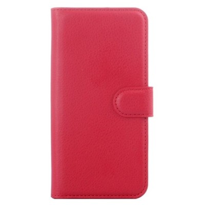 HTC One M9 atvēramais sarkans ādas Litchi maciņš (maks) / Vacins.lv