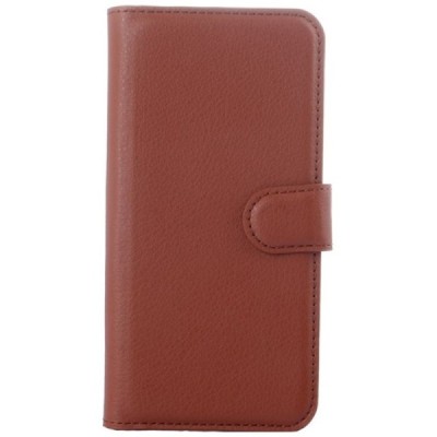 HTC One M9 atvēramais brūns ādas Litchi maciņš (maks) / Vacins.lv