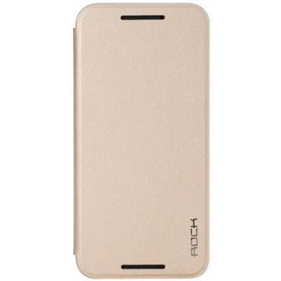 Rock Touch atverčiamas HTC One M9 auksinis odinis dėklas / Priedai.lt