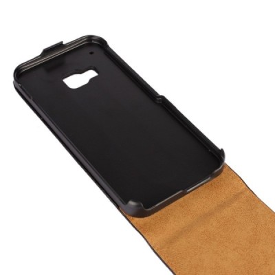 HTC One M9 klasisks ādas vertikāli atvēramais melns maciņš / Vacins.lv