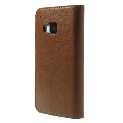 HTC One M9 atvēramais brūns ādas maks (maciņš) / Vacins.lv