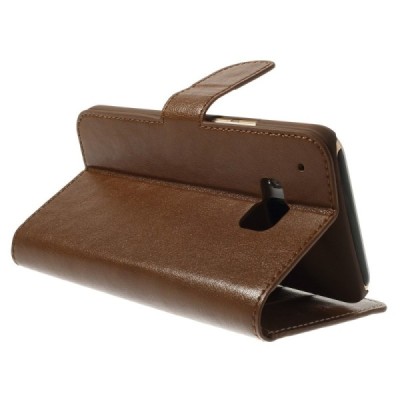 HTC One M9 atvēramais brūns ādas maks (maciņš) / Vacins.lv