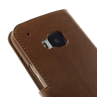 HTC One M9 atvēramais brūns ādas maks (maciņš) / Vacins.lv