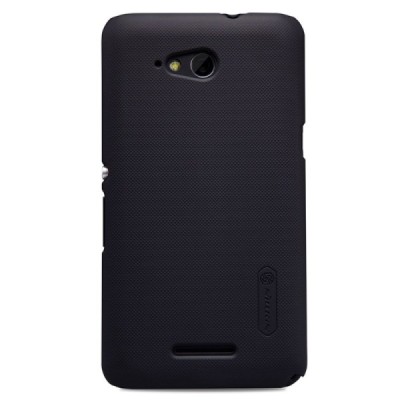 Sony Xperia E4g Nillkin Frosted Shield melns plastmasas apvalks + ekrāna aizsargplēve / Vacins.lv