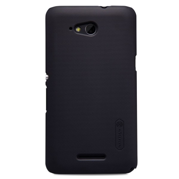 „Nillkin“ Frosted Shield apvalks - melns + ekrāna aizsargplēve (Xperia E4g)