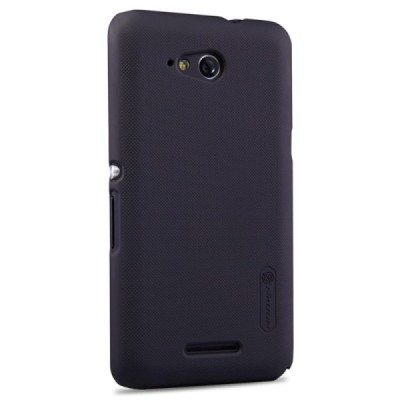 Sony Xperia E4g Nillkin Frosted Shield melns plastmasas apvalks + ekrāna aizsargplēve / Vacins.lv
