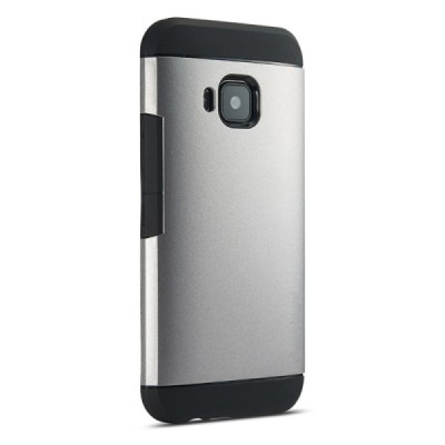 Sustiprintos apsaugos HTC One M9 sidabrinės kieto silikono (TPU) ir plastiko dėklas / Priedai.lt