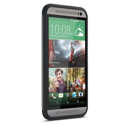 Sustiprintos apsaugos HTC One M9 sidabrinės kieto silikono (TPU) ir plastiko dėklas / Priedai.lt