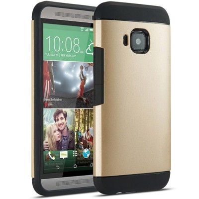 Sustiprintos apsaugos HTC One M9 auksinis kieto silikono (TPU) ir plastiko dėklas / Priedai.lt