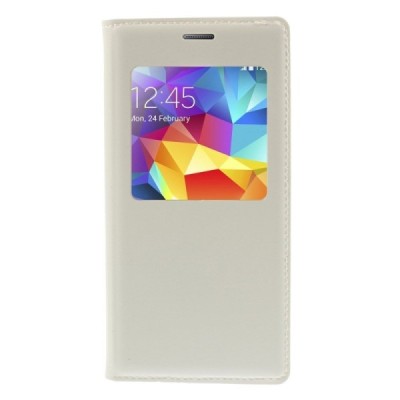 Samsung Galaxy S5 mini (G800) baltas odinis atverčiamas „Smart Window“ dėklas su langeliu / Priedai.lt