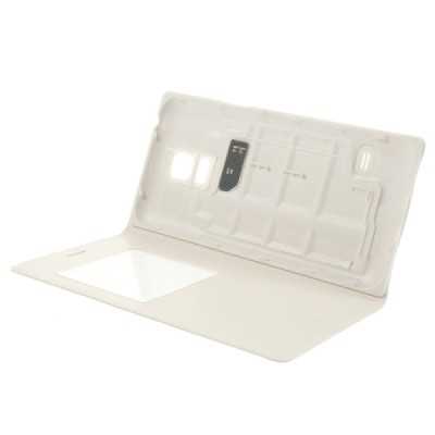 Samsung Galaxy S5 mini (G800) baltas odinis atverčiamas „Smart Window“ dėklas su langeliu / Priedai.lt