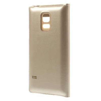 Samsung Galaxy S5 mini (G800) auksinis odinis atverčiamas „Smart Window“ dėklas su langeliu / Priedai.lt