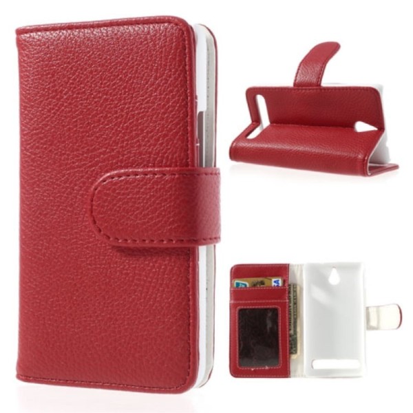 „Litchi“ atvēramais maciņš - sarkans (Xperia E1)