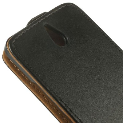 Sony Xperia E1 klasisks ādas vertikāli atvēramais melns maciņš / Vacins.lv