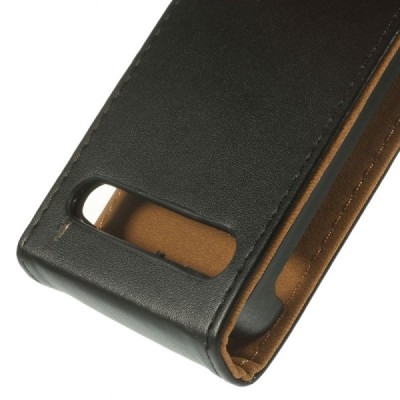 Sony Xperia E1 klasisks ādas vertikāli atvēramais melns maciņš / Vacins.lv