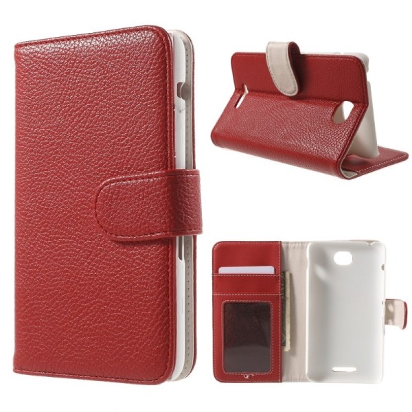 „Litchi“ atverčiamas dėklas - raudonas (Xperia E4)