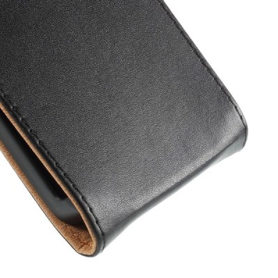 Sony Xperia E4 klasisks ādas vertikāli atvēramais melns maciņš / Vacins.lv