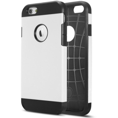 Sustiprintos apsaugos Apple iPhone 6 (6s) baltas kieto silikono (TPU) ir plastiko dėklas / Priedai.lt