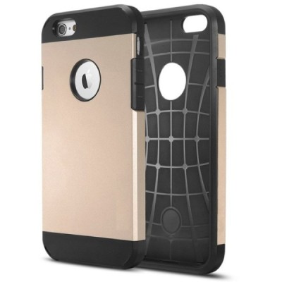 Sustiprintos apsaugos Apple iPhone 6 (6s) auksinis kieto silikono (TPU) ir plastiko dėklas / Priedai.lt