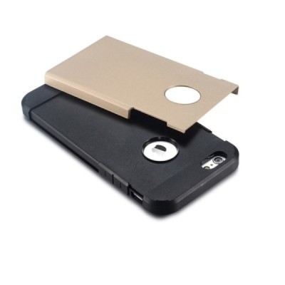 Sustiprintos apsaugos Apple iPhone 6 (6s) auksinis kieto silikono (TPU) ir plastiko dėklas / Priedai.lt