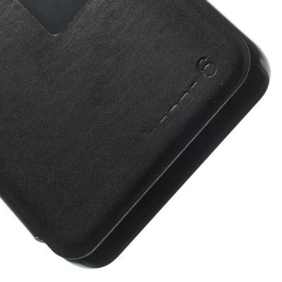 Huawei Honor 6 melns atvēramais Smart Window ādas maciņš / Vacins.lv