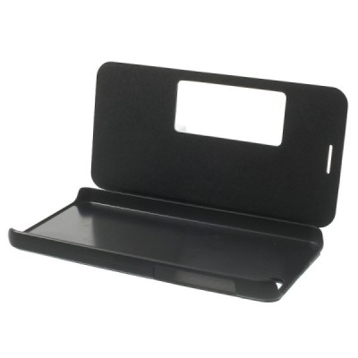 Huawei Honor 6 melns atvēramais Smart Window ādas maciņš / Vacins.lv