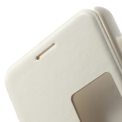 Huawei Honor 6 balts atvēramais Smart Window ādas maciņš / Vacins.lv