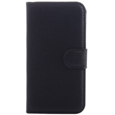 Meizu MX4 atvēramais melns ādas Litchi maciņš / Vacins.lv