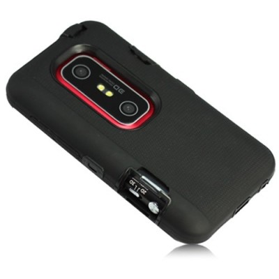 Dvigubas HTC Evo 3D juodas dėklas / Priedai.lt