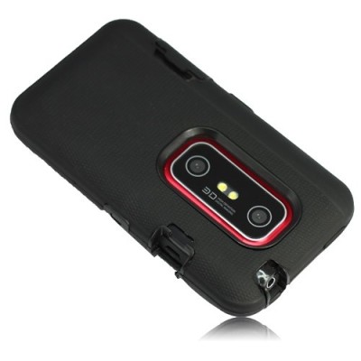 Dvigubas HTC Evo 3D juodas dėklas / Priedai.lt
