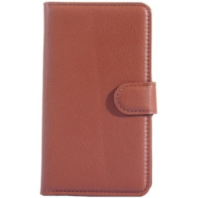 Meizu MX4 atvēramais brūns ādas Litchi maciņš / Vacins.lv