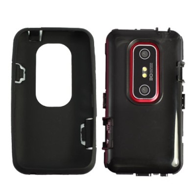 Dvigubas HTC Evo 3D juodas dėklas / Priedai.lt