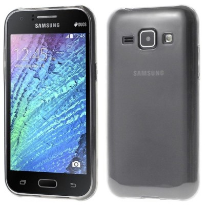 Samsung Galaxy J1 dzidrs (caurspīdīgs) cieta silikona TPU pasaulē planākais pelēks apvalks / Vacins.lv