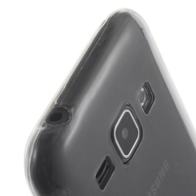 Samsung Galaxy J1 dzidrs (caurspīdīgs) cieta silikona TPU pasaulē planākais pelēks apvalks / Vacins.lv