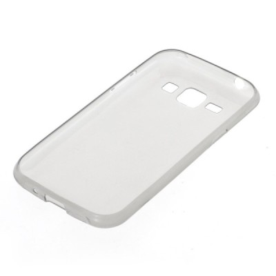 Samsung Galaxy J1 dzidrs (caurspīdīgs) cieta silikona TPU pasaulē planākais pelēks apvalks / Vacins.lv