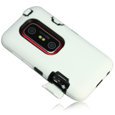 Plastmasas un cieta silikona balts HTC Evo 3D apvalks / vacins.lv