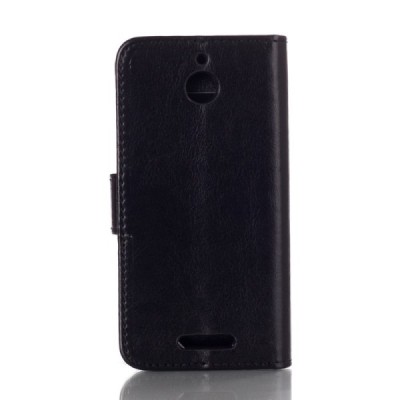 HTC Desire 510 atverčiamas juodas odinis dėklas - piniginė / Priedai.lt