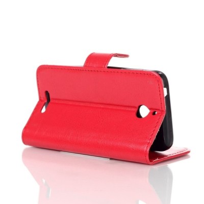 HTC Desire 510 atvēramais ādas sarkans maciņš (maks) / Vacins.lv