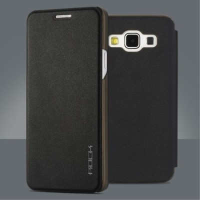 Samsung Galaxy A3 Rock Uni ādas atvēramais melns maciņš / Vacins.lv