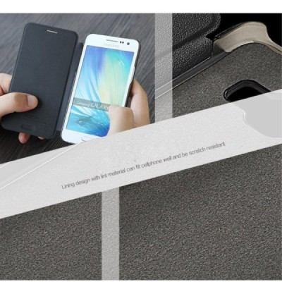 Samsung Galaxy A3 Rock Uni ādas atvēramais melns maciņš / Vacins.lv