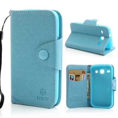 MLT atverčiamas Samsung Galaxy Core mėlynas dėklas - piniginė / Priedai.lt