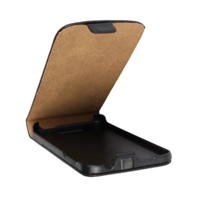 HTC Desire 510 klasikinis vertikaliai atverčiamas juodas odinis dėklas / Priedai.lt