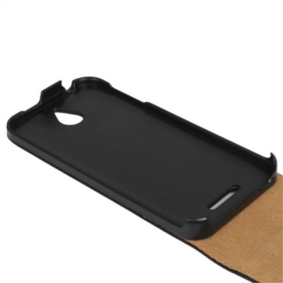 HTC Desire 510 klasikinis vertikaliai atverčiamas juodas odinis dėklas / Priedai.lt