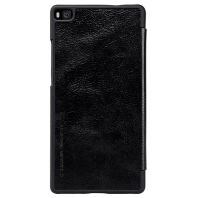 Greznais „Nillkin“ Qin sērijas ādas atvērams melns Huawei P8 maciņš / Vacins.lv